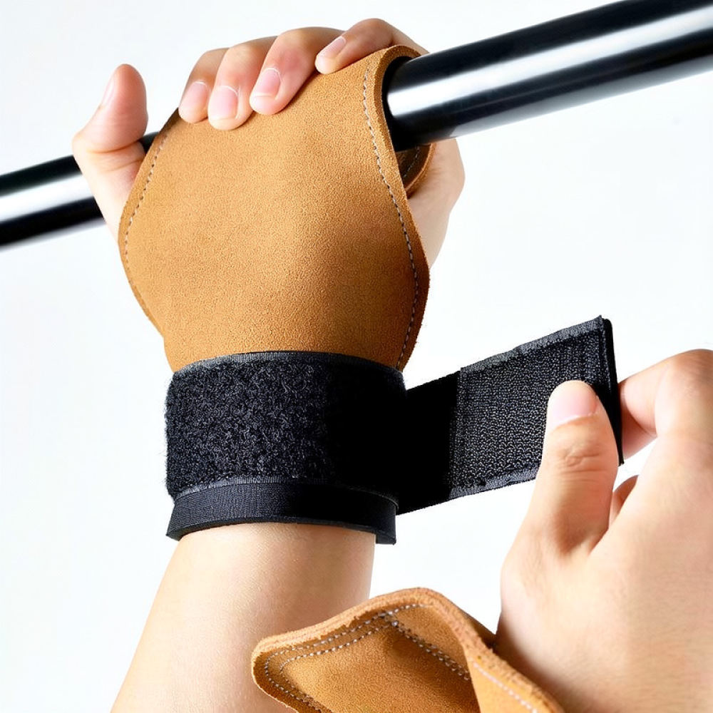 Weightlifting Gloves - Cowhide Lifting Straps Gym Wrist Support